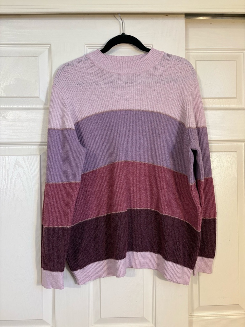 Plus Size Striped Pink & Purple Sweater - Picture 1 of 3